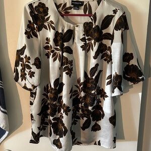 Liz Claiborne Black and Brown Floral Blouse